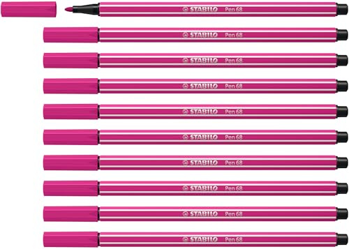 STABILO Pen 68 - Pennarello Premium - Confezione da 10 - Rosa Scuro