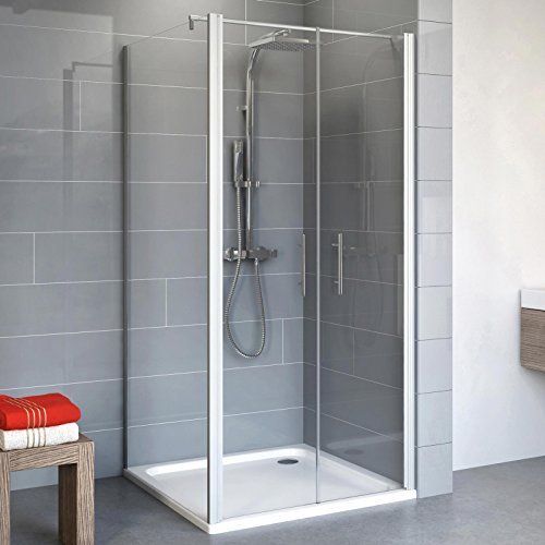 Schulte EP322504 01 500 Duschkabine Alexa Style 2.0 Pendeltür Seitenwand, 80 x 80 cm, 192 cm, 5 mm Sicherheitsglas klar hell beschichtet, alunatur