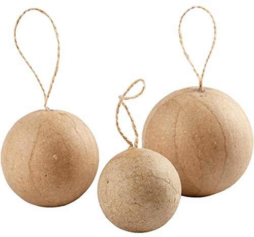 Creativ Company 510313 Christbaumkugel Ornament, Papier, Beige, 6 Stück, Braun