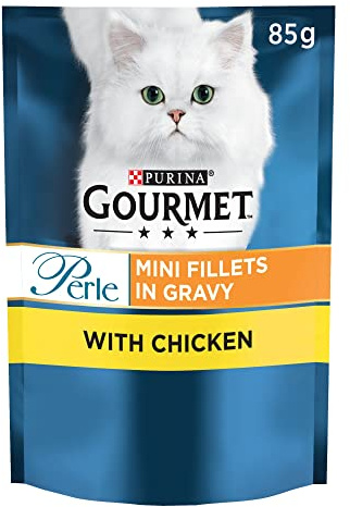 Gourmet Mini Fillets in Gravy Chicken Wet Food Pouch for Adult Cat, 24 x 85 g