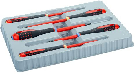 Bahco BE-9882S Insulated Ergo VDE Screwdriver Set, Slotted/Pozidriv, 5 Pieces