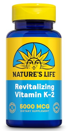Nature's Life Revitalizing Vitamin K2 - Bone Health, Artery and Heart Health Support - High Potency Vitamin K Supplement as Vitamin K2 MK4-60 Day Guarantee, Lab Verified - 60 Servings, 60 Tablets