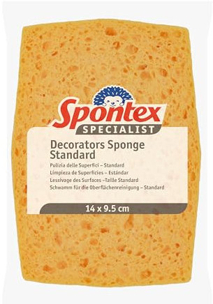 Spontex Decorators Sponge | Standard: 14 x 9.5 cm | For Washing Walls, Wallpaper Hanging, Tile Cleaning & More | Super Absorbent Cellulose | 1 Pack