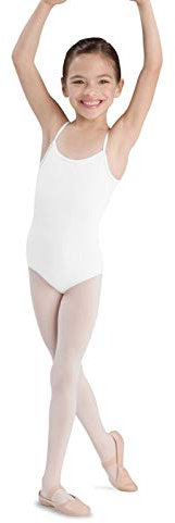 Bloch Dance Gymnastikanzug für Mädchen, Plie Mid-High Back/Scoop Front, Mädchen, weiß, 6X-7