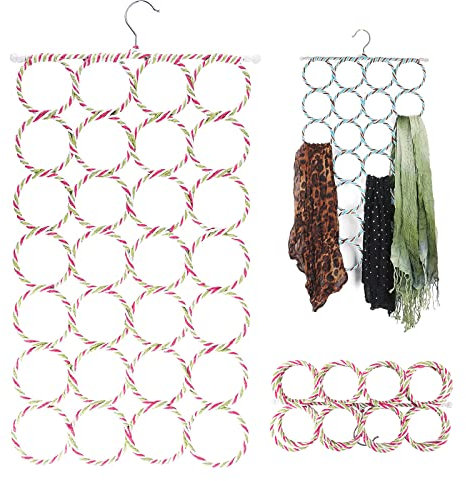 Schalhalter mit Ringen Aufhänger Gürtelhalter Krawattenhalter,klappbarer Schalhalter für Schal,Gürtel ,Krawatte Kleiderbügel