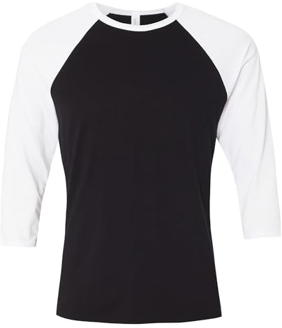 T-shirt de base-ball à manches 3/4 pour hommes - Blanc - Large