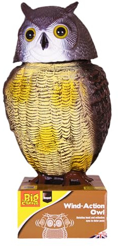 Defenders - Gufetto azionato dal vento STV965, (esca deterrente simile all'originale, allontana gli uccelli dai giardini), grigio, taglia unica