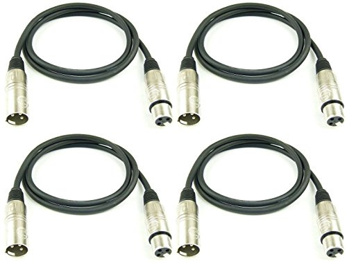 Adam Hall Cables 4 Stück K3MMF0100 Mikrofonkabel XLR female auf XLR male DMX Audio Kabel 3 pol polig (1,0 m, Schwarz, 4)