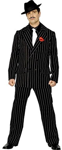 NET TOYS Gangster Kostüm 20er Jahre Mafia Outfit schwarz M 48/50 Gangsterkostüm Mafia Kostüm Nadelstreifen Anzug Ganoven Outfit Pate