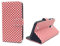 König Design Handyhülle Kompatibel mit Huawei Y625 Handytasche Schutzhülle Tasche Flip Case mit Kreditkartenfächern - Polka Dot Weiße Punkte Rot