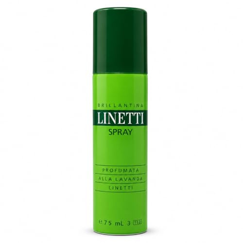 Linetti Brillantina Spray Profumata alla Lavanda 75 ml, Styling Capelli Uomo Effetto Brillante, Look Classico Vintage e Retrò, Made in Italy