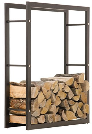 CLP Estantería para Guardar Leña Keri sin Pared Posterior | Soporte de Almacenamiento de Leña de Metal en Negro Mate I Leñero Moderno I, Tamaño:25x80x100 cm