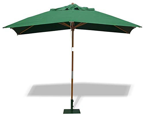Jati Umbra 3m x 2m Rectangular Garden Parasol with Cover (Green) - Oblong, Double-Pulley, 2-Part Pole