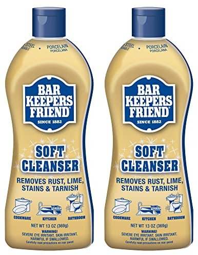 Bar Keepers Friend Soft Cleanser Liquid, 13 oz x 2, Multipurpose Surface Cleaner, Soap Scum & Grease from Stainless Steel & More