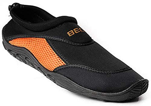 BECO Badeschuhe / Surfschuhe für Damen und Herren schwarz/orange 41