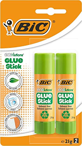 BIC ECOlutions Barras de Pegamento – 21 g, Blíster de 2 unidades