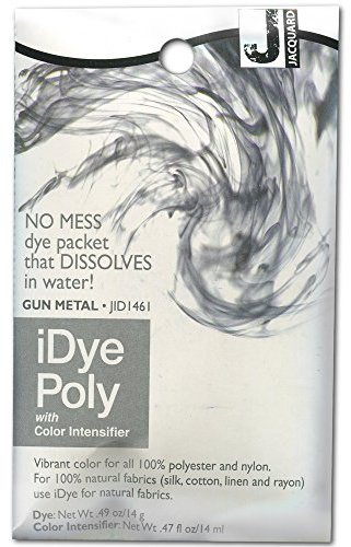 Jacquard iDye Poly Fabric Dye Gun Metal Grey for Natural, Synthetic, Polyester and Blended Textile Fibres 14g No Mess Packet