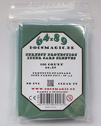 docsmagic.de 100 Perfect Protection Inner Card Sleeves Clear - 63,5 x 88 Standard Size 64 x 89