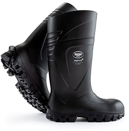 Bekina Steplite X S5 Robuste Sicherheitsstiefel für Herren und Damen, rutschfest, Weite Passform, Arbeitsstiefel für die Bauwirtschaft, Chemikalienbeständig, bis -30 Grad, schwarz, EU 42