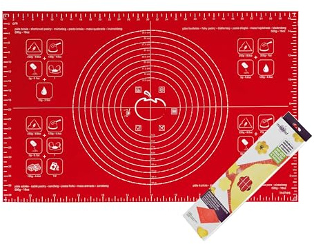 MASTRAD - Grande Feuille à Pâtisserie - Cuisson Conservation - Anti-Adhésif - Souple - Passe au Four - Avec Recettes - Silicone sans BPA - Rouge - 40X60cm