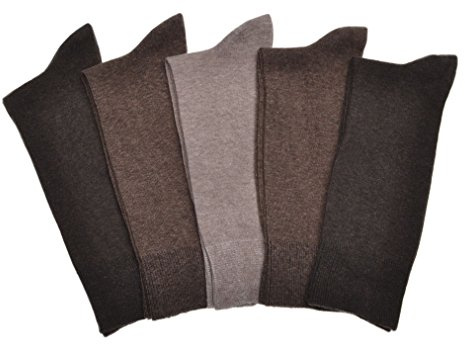 5 Pairs of MEN'S BROWN Cotton Socks Medium = UK Mens Shoe Size 6-8.5
