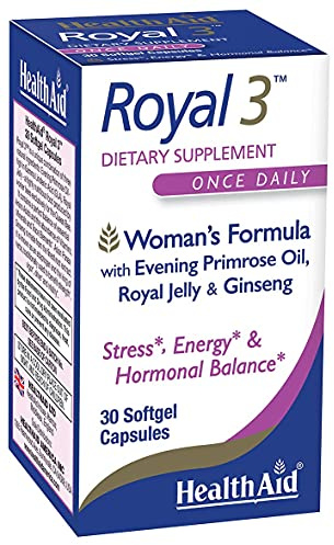 HealthAid Royal 3, with Evening Primrose Oil, Royal Jelly, Ginseng, Once Daily, 30 Capsules