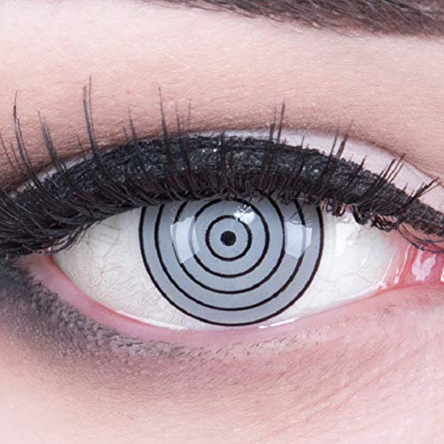 Funnylens un paio di lenti colorate grigie 17 mm Crazy Fun Rinnegan Eye anno Perfetto per Halloween, carnevale o notte con contenitore per lenti a contatto gratuito senza spessore.