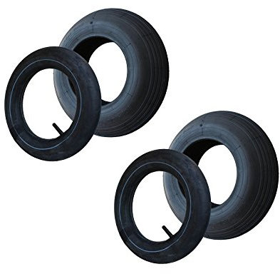 2 Set Reifen+Schlauch 400x100 4.80/4.00-8 Rillen Profil PR4-Lagen Tragfähigkeit 305 kg