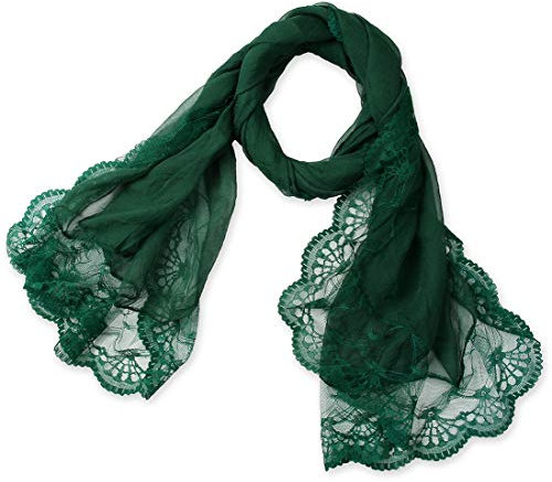 corciova Chiffon Extra Long Dark Emerald Green Sheer Head Silk Scarf Lightweight Evening Pashmina Shawl and Wrap for Women