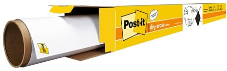 Post-it Dry Erase Whiteboard Film Surface for Walls, Doors, Tables, Chalkboards, Whiteboards, and More, Removable, Stain-Proof, Easy Installation, 4 x 3 ft Roll (DEF4x3)
