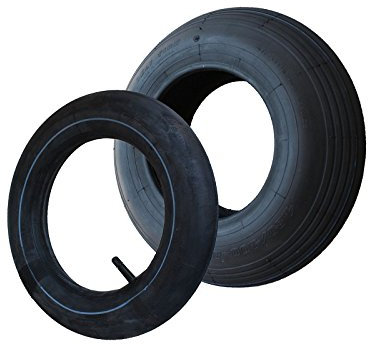 A SET Reifen+Schlauch 400x100 4.80/4.00-8 Rillen Profil PR4-Lagen Tragfähigkeit 305 kg