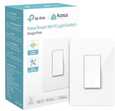 Kasa Smart Light Switch HS200, Single Pole, Needs Neutral Wire, 2.4GHz Wi-Fi Light Switch Works with Google Home, UL Certified, No Hub Required, White