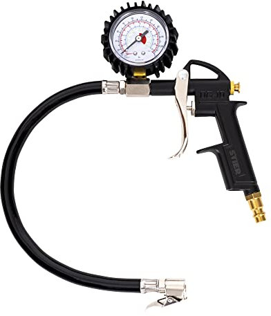 STIER Reifenfüll-Messgerät SRF, Messbereich 0 bis 15 bar, Arbeitsbetriebsdruck 6,3 bar, Schlauchlänge 350 mm, Druckluft Reifenfüller, Druckluft-Reifenprüfer