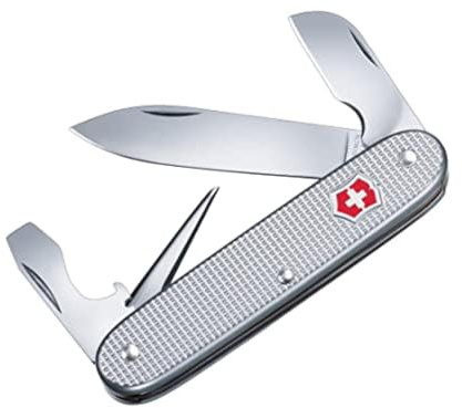 Victorinox fickkniv Electrician (7 funktioner, kabelblad, trådskrapa, kapsylöppnare), alox ribbad | Robust fickkniv med kabelblad, trådskrapa och avskalare för hantverk och vardag. 93 mm silver Swiss Made
