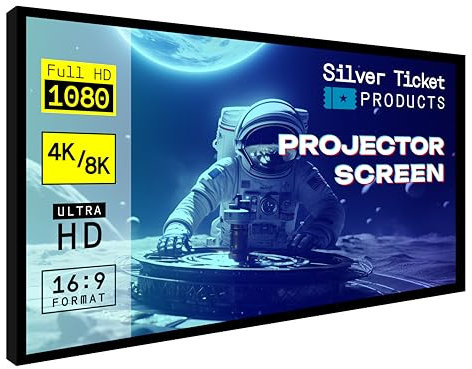Silver Ticket Products STR Series 6 Piece Home Theater Fixed Frame 4K / 8K Ultra HD, HDTV, HDR & Active 3D Movie Projection Screen, 16:9 Format, 120 Diagonal, Grey Material STR-169120-G
