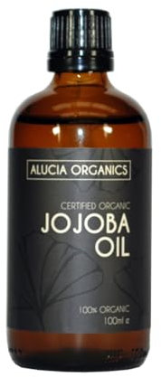 ALUCIA ORGANICS Olio di jojoba biologico certificato, 100% puro olio di jojoba per viso, corpo e capelli, naturale, spremuto a freddo e non raffinato, vegano e cruelty-free (100ml)