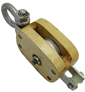 Wooden Pulley Block with Shackle 3 0.2 Ton (Single Sheave Marine 200KG 0.2 Ton)
