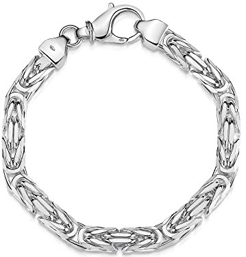 Silberketten Store Königskette aus echtem 925 Sterling Silber in 21 cm Länge I vierkant Herren-Armband in 8 mm Stärke I stabiles Silber Armband Männer I mit Karabinerverschluss