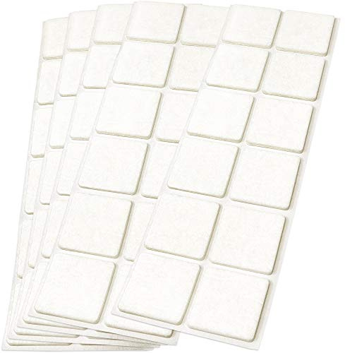 Adsamm® / 60 x deslizantes de Fieltro autoadhesivos/Blanco / 35x35 mm/Cuadrado/Deslizantes de Fieltro para Muebles de 3,5 mm de Grosor/Deslizantes para Muebles y Suelos