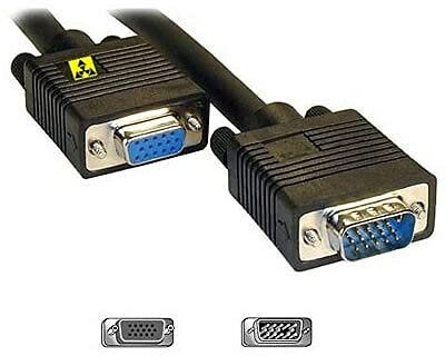 PCArena Premium 1m Black SVGA VGA Extension Cable for Monitor / Projectors / LCD Female to Male HD15 Pin Lead - 1 meter Plug to Socket