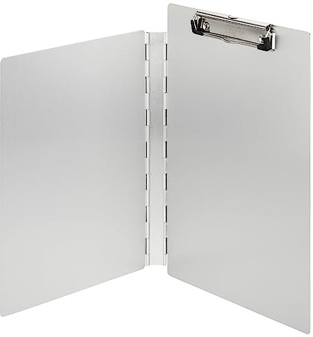 Läufer 22017 Dokumenten Klemmbrett mit seitlicher Schutzkappe, aus Aluminium, für DIN A4, Deckel als Sichtschutz, stabile Schreibplatte, seitlich öffnend