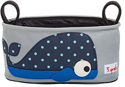 3 Sprouts Kinderwagen Organizer - Kinderwagentasche Organizer für Kinderwagen - Buggy Tasche - Lässig Kinderwagen Organizer - Klein/Groß - Tasche für Kinderwagen - Wickeltasche - Wal