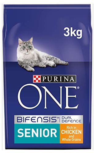 Purina ONE Senior 7+ Dry Cat Food Chicken 3kg (Case of 4)