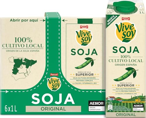 Vivesoy - Bebida Vegetal de Soja 100% Cultivo Local - Pack 6 x 1L