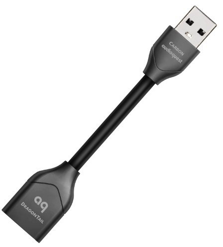 AudioQuest DragonTail USB-Kabel (0,112 m, USB A/USB A, USB 2.0, Stecker/Buchse) Schwarz