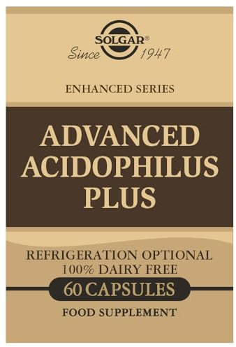 Solgar Advanced Acidophilus Plus Vegetable Capsules - Pack of 60 - Supports Digestion - Maintain Healthy Bacteria Levels - Vegan and Gluten Free