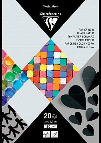 Clairefontaine Bloc à papier de dessin ton A4 130g noir 10 feuilles