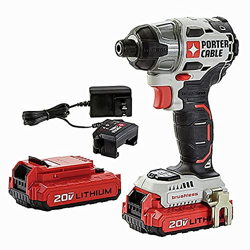 PORTER-CABLE 20V MAX Impact Driver, 1/4 Inch, 2,700 RPM, Battery and Charger Included (PCCK647LB)