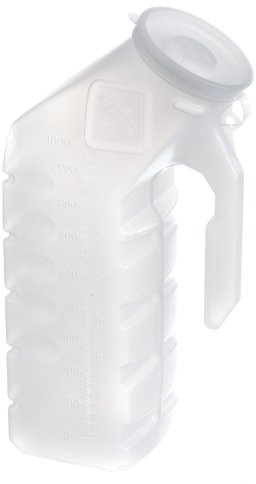 Medline Men's Supreme Urinal, Splash-proof Lid, Prevents Accidental Tipping and Spilling, 32 oz. (Pack of 48)
