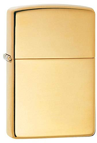 Accendino Zippo® Classic High Polish Brass 254B, Accendino Antivento Ricaricabile Zippo, Realizzato in Metallo con Caratteristico click Zippo, Color Oro, Made in USA, Ottima Idea Regalo